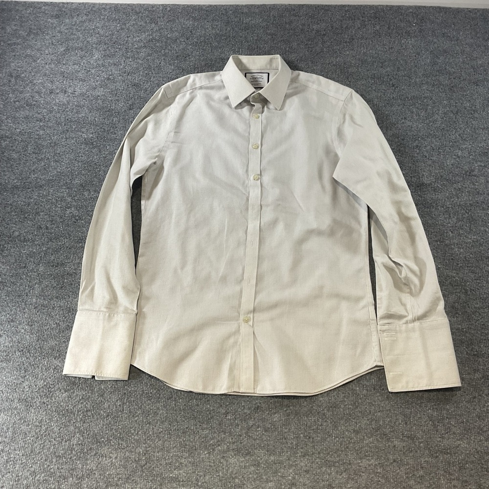 Charles Tyrwhitt Super Slim Fit Non-Iron French Cuff Dress Shirt 16/34 Cream